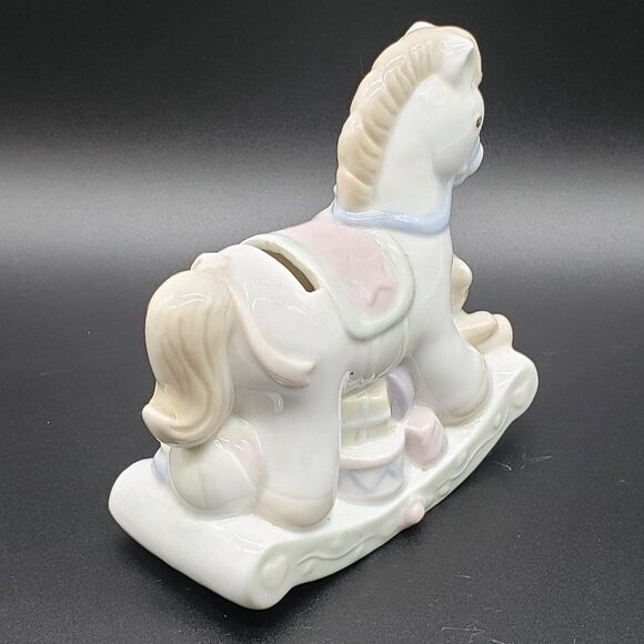 Lullaby Lane 1991 Summit Collection Porcelain Pastel Rocking Horse Piggy Bank - Picture 9 of 14